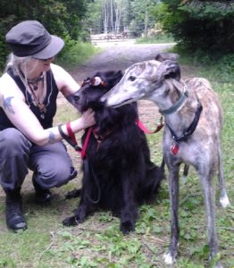 Me with dogs Gleann and Grainne.