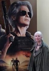 Me next to Sarah Terminator: Dark Fate standee at AMC 